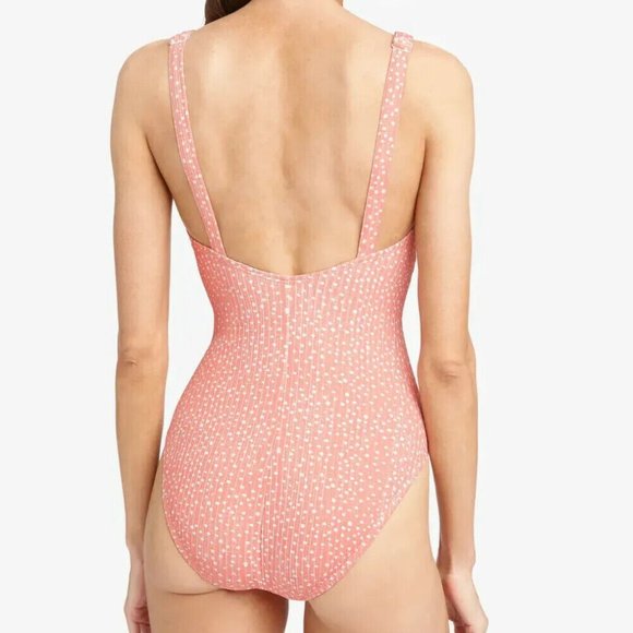 NWOT Robin Piccone Ally Blush Front Tie One Piece - 8/M - Picture 2 of 5